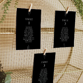 Cartas de la tabla de asientos del Boda negro de e