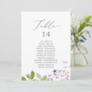 Cartas de la tabla de asientos del número de la ta