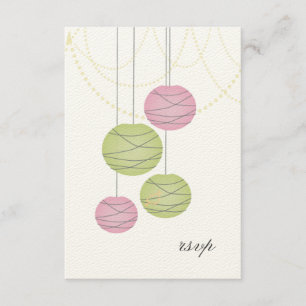 Cartas de linternas de papel verde rosa RSVP de bo