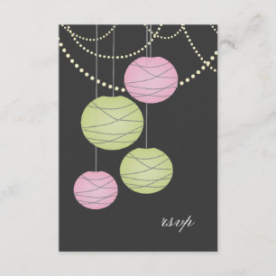 Cartas de linternas de papel verde rosa RSVP de bo