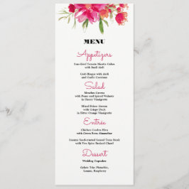 Cartas de menú Boda Fuchsia Floral Black Stripes