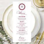 Cartas de menú Boda monograma Borgoña<br><div class="desc">Una carta de boda de caligrafía de moda sencilla. Yo ofrezco un servicio de personalización gratuito,  si tienes alguna pregunta o petición especial,  por favor no dudes en contactarme.</div>