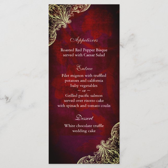 Cartas de menú boda Navidades del Jardín de Rosas  (Anverso)