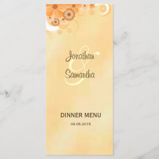 Cartas de menú de cena floral de hibiscus y marfil