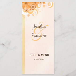 Cartas de menú de cena florida de marfil Gold Peac