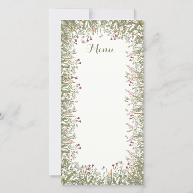 Cartas de menú de inspiración floral Rosh Hashana (Anverso)