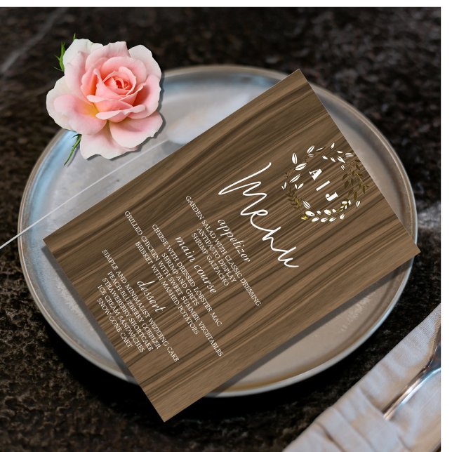 Cartas de menú del Boda de hojas de madera de colo (Subido por el creador)