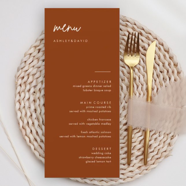 Cartas de menú del Boda de Terracotta (Subido por el creador)