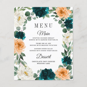 Cartas de menú del Boda del Boho azul turquesa Ver