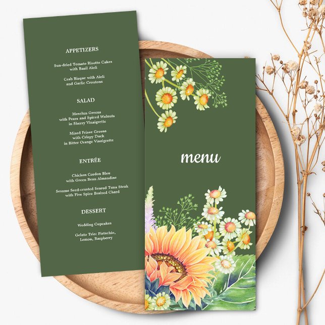 Cartas de menú del Boda Rustic Sunflowers Wildflow (Subido por el creador)
