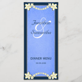 Cartas de menú del Boda Rústico Floral Azul