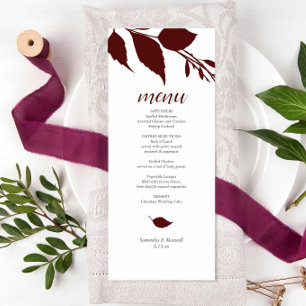 Cartas de menú temático de Boda de Borgoña