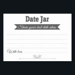 Cartas de mesa de las tarjetas de matrimonio de id<br><div class="desc">Estas elegantes tarjetas Date Jar serán la incorporación perfecta a la recepción de tu boda o a la ducha de novia. Este diseño presenta una combinación de fuentes grises y blancas, con un cartel gris y un acento cardíaco en la parte inferior. La tarjeta tiene espacio disponible para que los...</div>