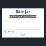 Cartas de mesa de las tarjetas de matrimonio de id<br><div class="desc">Estas elegantes tarjetas Date Jar serán la incorporación perfecta a la recepción de tu boda o a la ducha de novia. Este diseño presenta una combinación de fuentes grises y blancas, con un cartel gris y un acento cardíaco en la parte inferior. La tarjeta tiene espacio disponible para que los...</div>