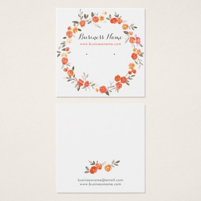 Cartas de Naranja romántico de fondo floral (Anverso y reverso)