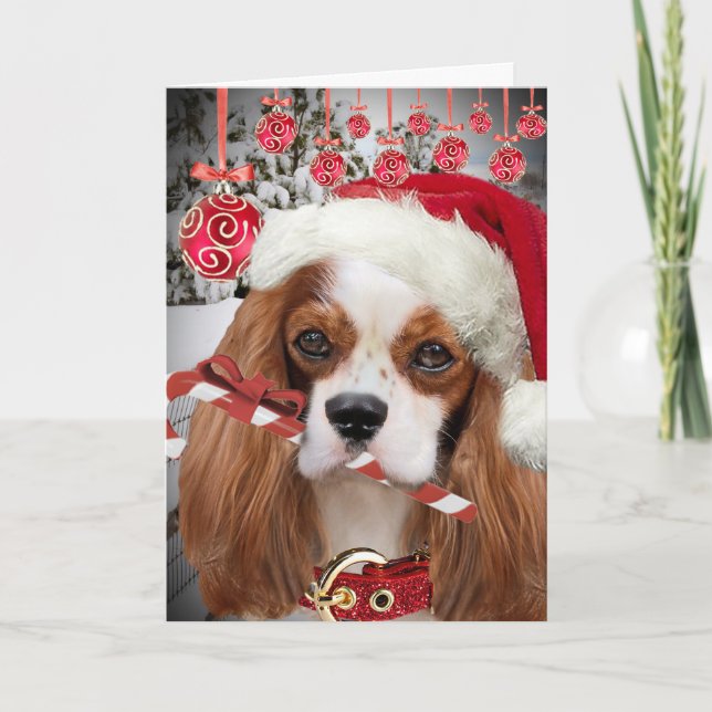 Cartas de Navidad Cavalier King Charles Merry (Anverso)