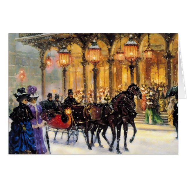 Cartas de Navidades de escenas parisinas antiguas (Anverso (Horizontal))