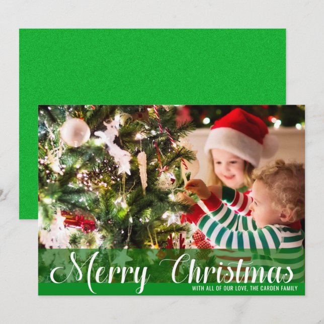 Cartas de Navidades de fotos verdes de navidad (Anverso / Reverso)