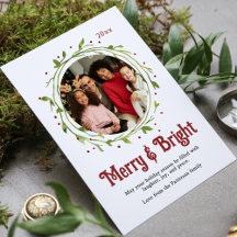 Cartas de Navidades de guirnaldas con foto de fami