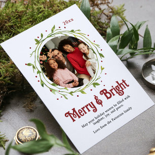 Cartas de Navidades de guirnaldas con foto de fami