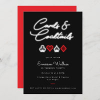 Cartas de Neon y cócteles Invitación a la fiesta d