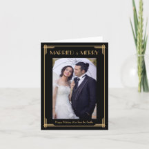 Cartas De Nota De Navidad De Art Deco Casado Y Fel