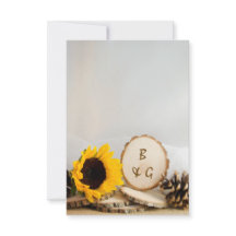 Cartas de Nota del Boda Rustic Sunflower Natural W