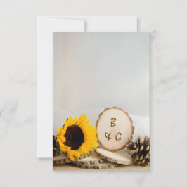 Cartas de Nota del Boda Rustic Sunflower Natural W