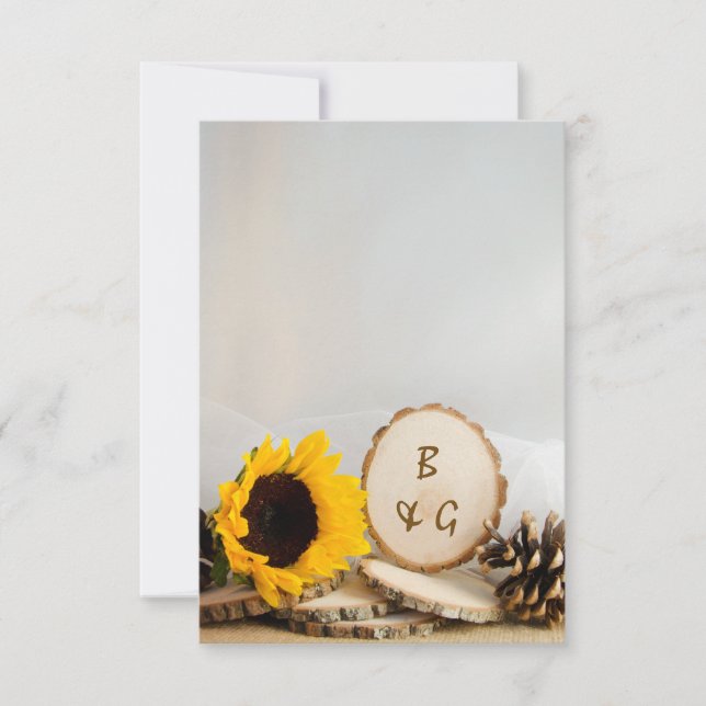 Cartas de Nota del Boda Rustic Sunflower Natural W (Anverso)
