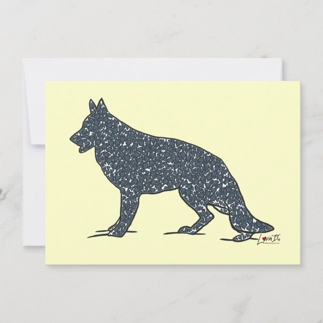 Cartas de nota plana de Pastor Alemán + Corazón Az (Anverso)