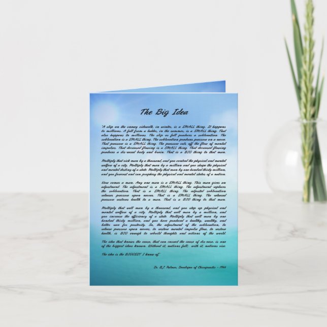 Cartas de Nota "The Big Idea" del Dr. B J Palmer (Anverso)