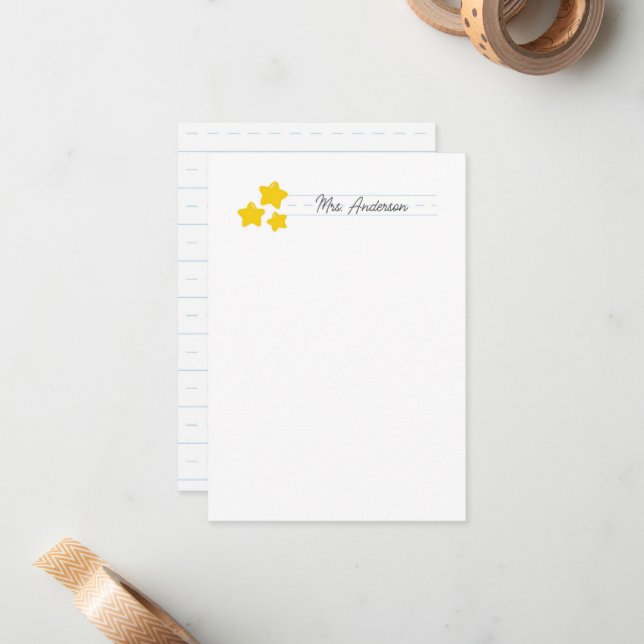 Cartas de notas del profesor Stationery Cute Gold  (Anverso/Reverso In Situ)