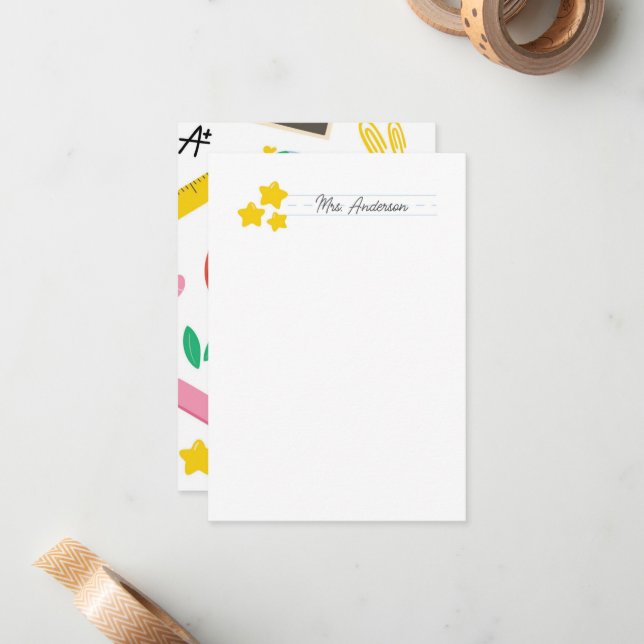 Cartas de notas del profesor Stationery Cute Gold  (Anverso/Reverso In Situ)