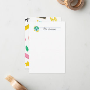 Cartas de notas del profesor Stationery Cute Histo