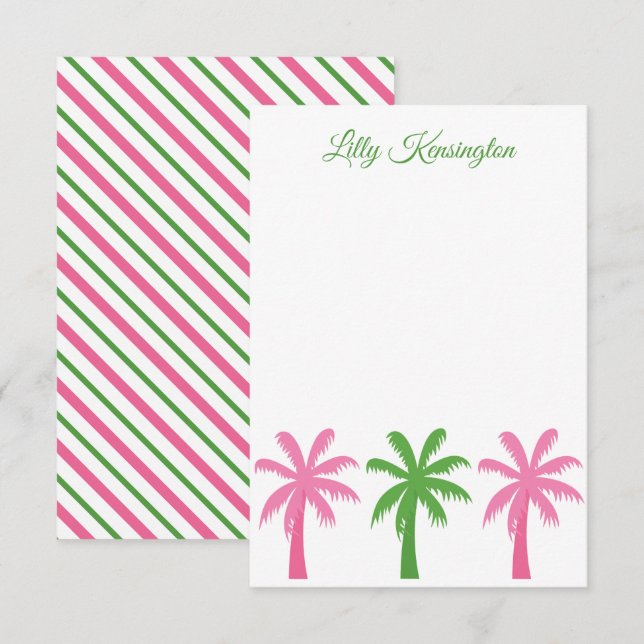 Cartas de notas personalizadas de árboles de palma (Anverso / Reverso)