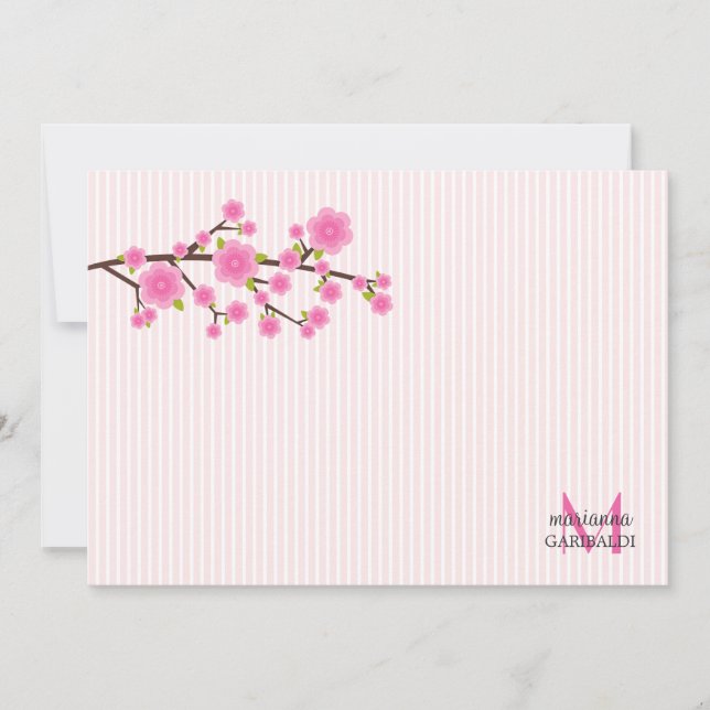 Cartas de notas personalizadas de la flor de cerez (Anverso)