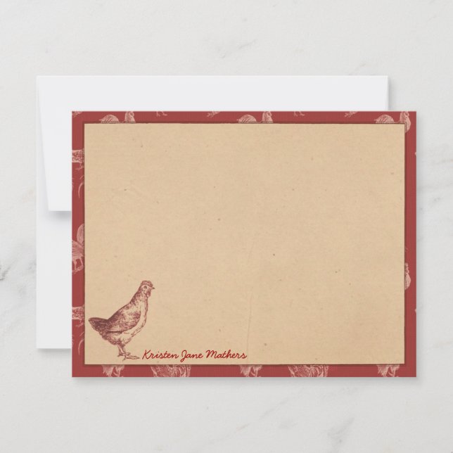 Cartas de notas planas personalizadas de gallos de (Anverso)