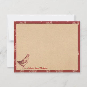 Cartas de notas planas personalizadas de gallos de