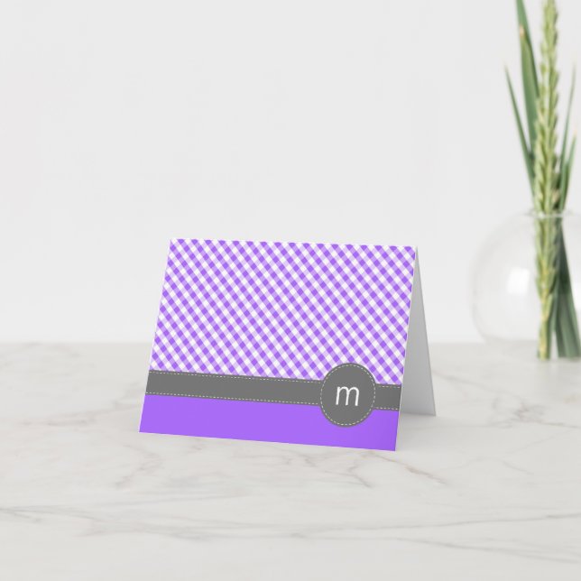 Cartas de notas plegadas del patrón de Gingham púr (Anverso)