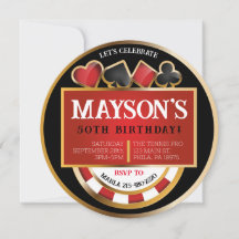 Cartas de POKER CASINO Invitación a fiesta de cump