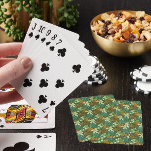 Cartas de póquer con patrón de hoja verde