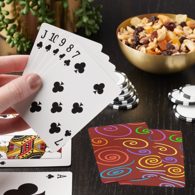Cartas de póquer con patrón de remolinos de arcoír (In Situ)