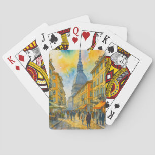 Cartas de póquer de acuarela Turín Italia – Ciudad