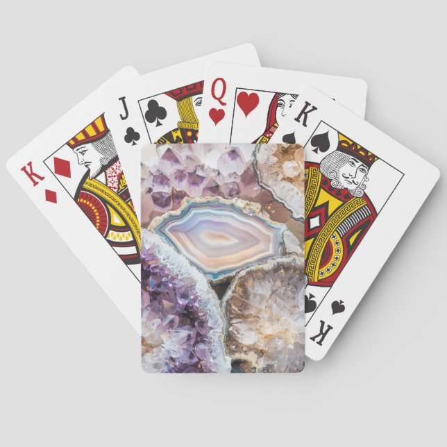 Cartas de póquer de cristal de geoda moderna | Fot (Reverso)