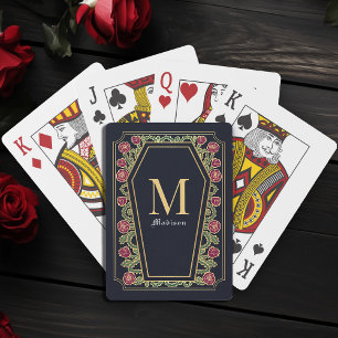 Cartas de póquer de monograma de Rosa de orina gót