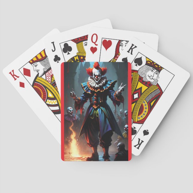 Cartas de póquer de payaso malvado rojas (Reverso)