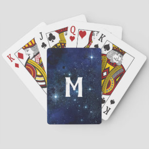 Cartas de póquer en racimo de galaxia azul de la M