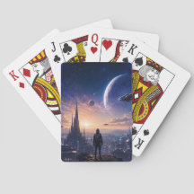 Cartas de póquer • Paisaje urbano futurista de cie