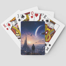 Cartas de póquer • Paisaje urbano futurista de cie