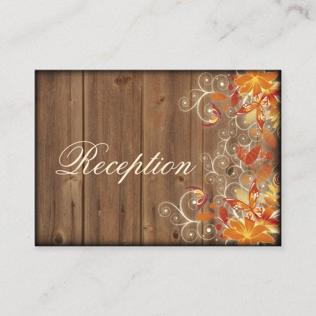 Cartas de recepción de bodas de otoño con flores r (Anverso)